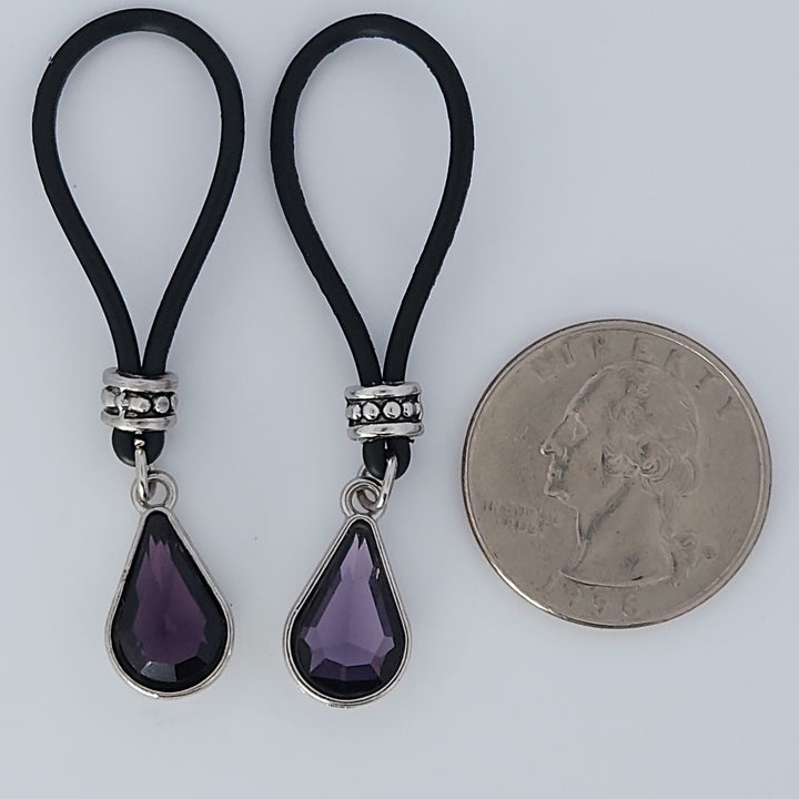 Amethyst Colored Tear Drop Nipple Nooses - Adjustable Loop / Non Piercing Nipple Ring Jewelry - Gear For The Bold