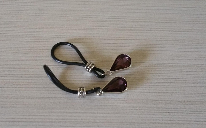 Amethyst Colored Tear Drop Nipple Nooses - Adjustable Loop / Non Piercing Nipple Ring Jewelry - Gear For The Bold