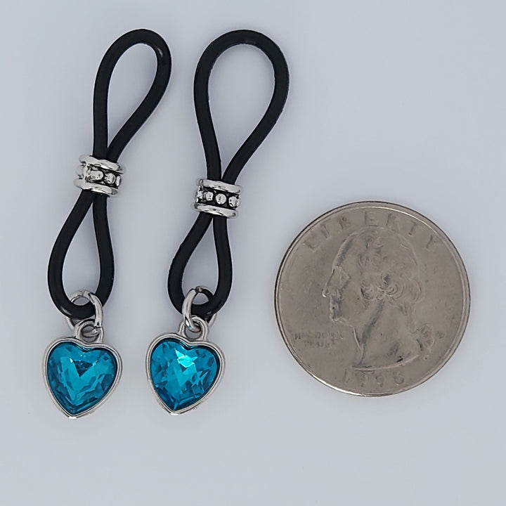 Azure Heart Nipple Nooses - Valentines Day Lover Perfect Gift - Adjustable Loop / Non Piercing Nipple Ring Jewelry - Gear For The Bold