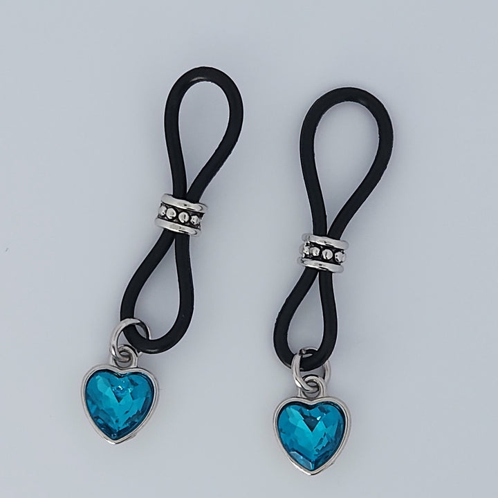 Azure Heart Nipple Nooses - Valentines Day Lover Perfect Gift - Adjustable Loop / Non Piercing Nipple Ring Jewelry - Gear For The Bold