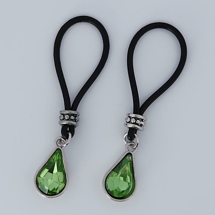 Bright Green Tear Drops Nipple Nooses - Adjustable Loop / Non Piercing Nipple Ring Jewelry - Gear For The Bold