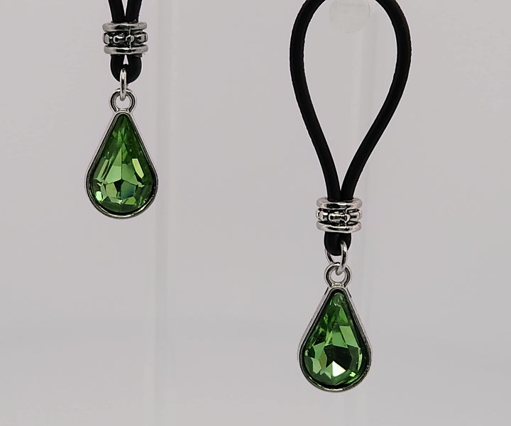 Bright Green Tear Drops Nipple Nooses - Adjustable Loop / Non Piercing Nipple Ring Jewelry - Gear For The Bold