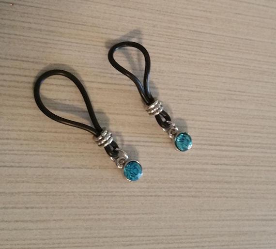 Brilliant Azure Blue Nipple Nooses - Adjustable Loop / Non Piercing Nipple Ring Jewelry - Gear For The Bold