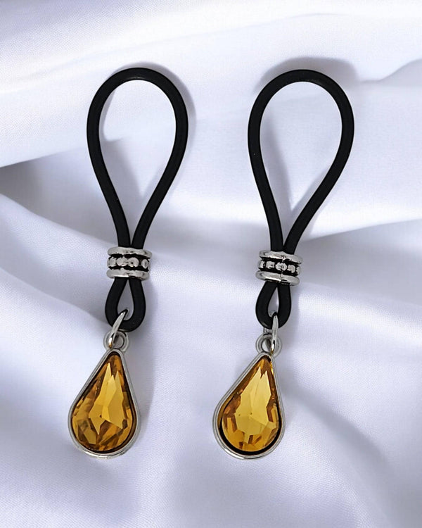 Canary Tear Drop Nipple Nooses - Adjustable Loop / Non Piercing Nipple Ring Jewelry - Gear For The Bold