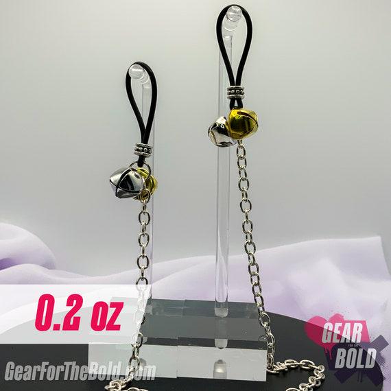 Chained Silver + Gold Christmas Bells Nipple Nooses - Adjustable Loop / Non Piercing Nipple Ring Jewelry - Gear For The Bold