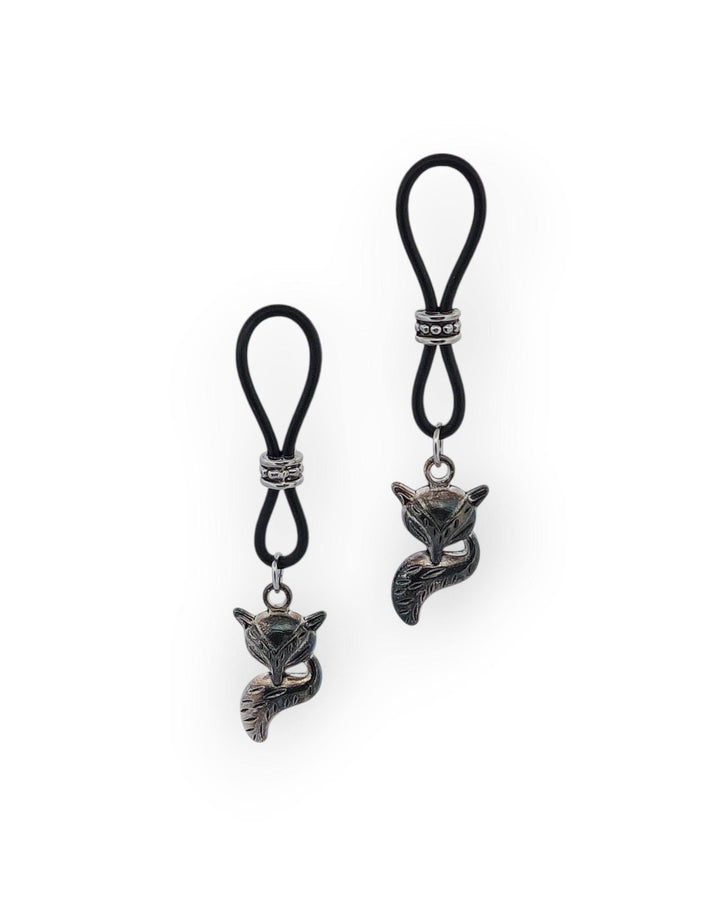 Fox Tail Nipple Nooses - Sexy Adjustable Non - Piercing Nipple Jewelry for Playful Nights & Lingerie Fun - Gear For The Bold