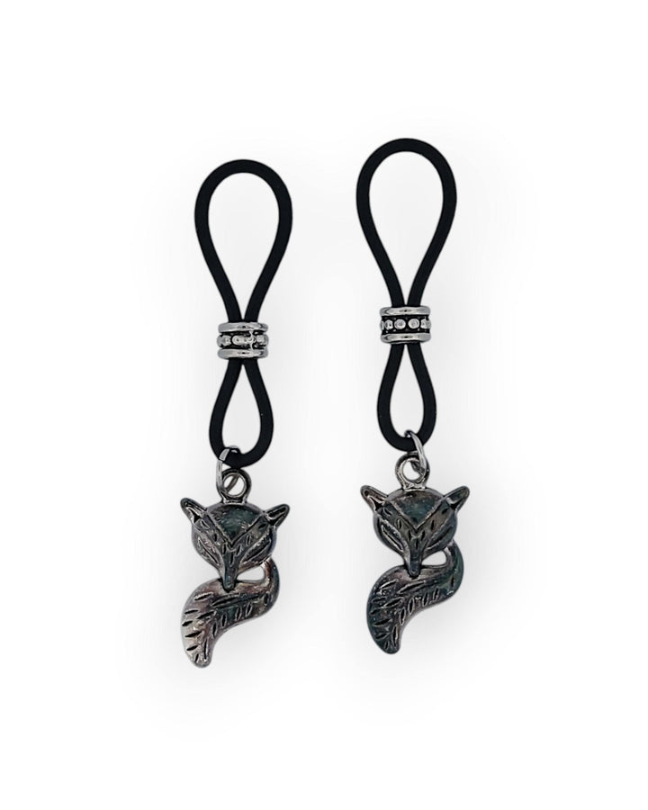 Fox Tail Nipple Nooses - Sexy Adjustable Non - Piercing Nipple Jewelry for Playful Nights & Lingerie Fun - Gear For The Bold