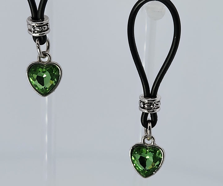 Green Light Heart Nipple Nooses - Valentines Day Lover Perfect Gift - Adjustable Loop / Non Piercing Nipple Ring Jewelry - Gear For The Bold