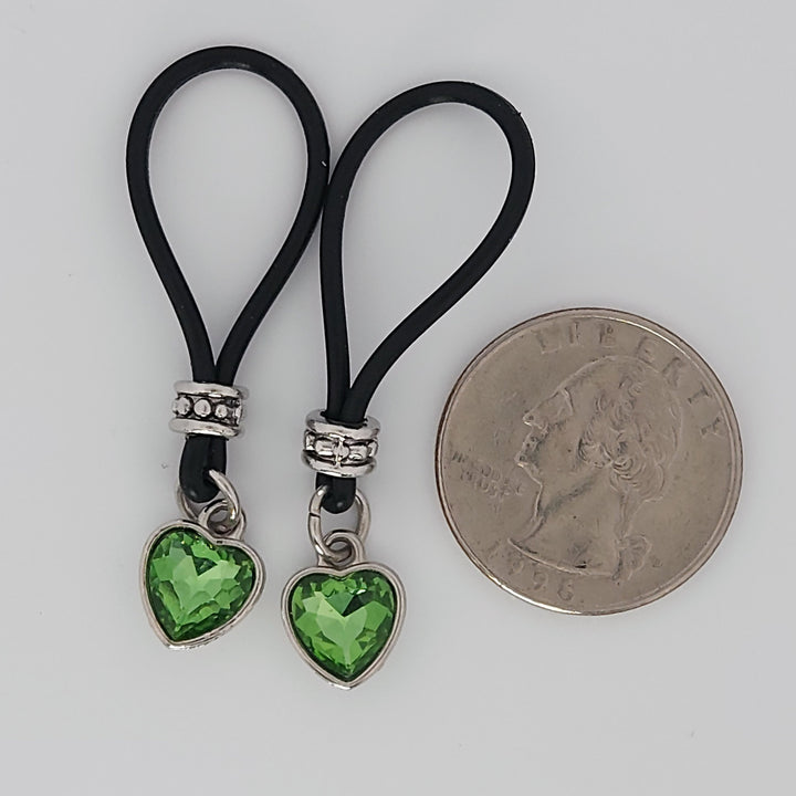 Green Light Heart Nipple Nooses - Valentines Day Lover Perfect Gift - Adjustable Loop / Non Piercing Nipple Ring Jewelry - Gear For The Bold