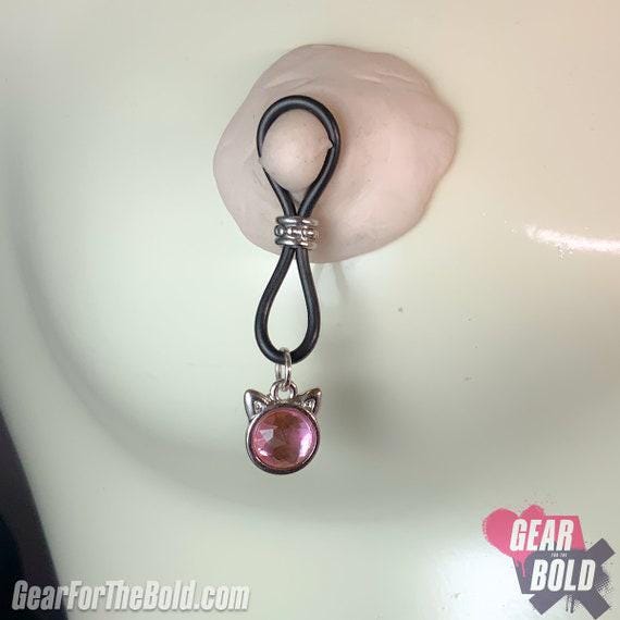 Hey Kitty Baby Pink Nipple Nooses - Adjustable Loop / Non Piercing Nipple Ring Jewelry - Gear For The Bold