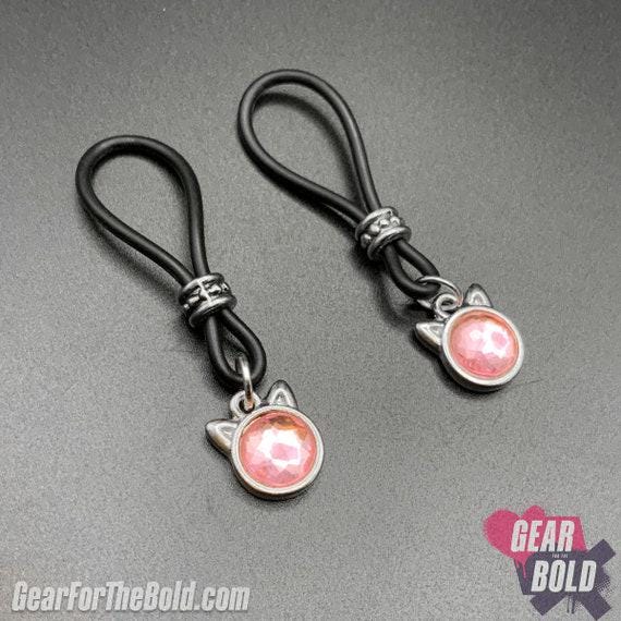 Hey Kitty Baby Pink Nipple Nooses - Adjustable Loop / Non Piercing Nipple Ring Jewelry - Gear For The Bold