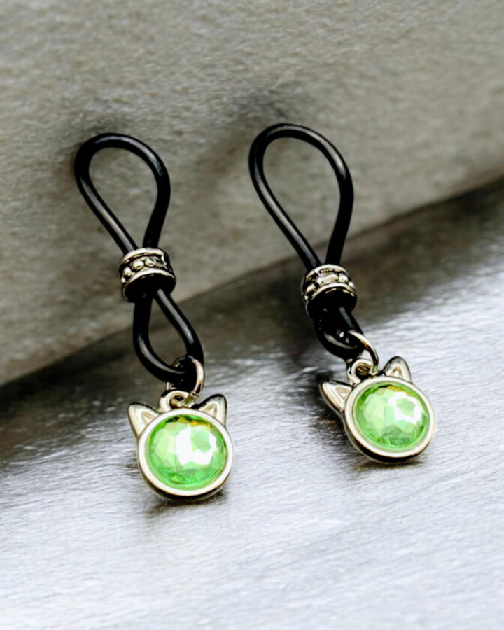 Hey Kitty Light Green Nipple Nooses - Adjustable Loop / Non Piercing Nipple Ring Jewelry - Gear For The Bold