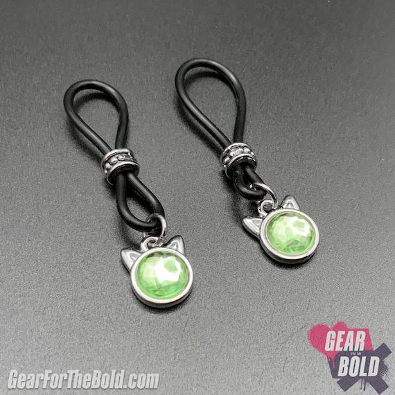 Hey Kitty Light Green Nipple Nooses - Adjustable Loop / Non Piercing Nipple Ring Jewelry - Gear For The Bold