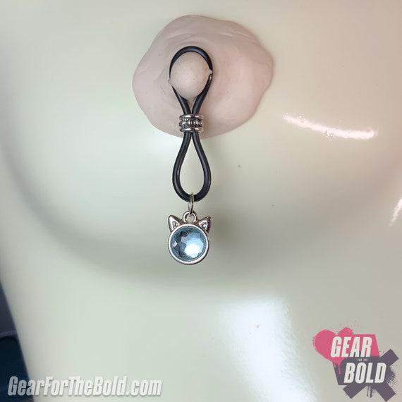 Hey Kitty Sky Blue Nipple Nooses - Adjustable Loop / Non Piercing Nipple Ring Jewelry - Gear For The Bold