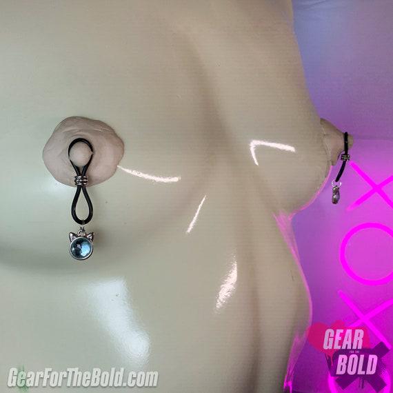 Hey Kitty Sky Blue Nipple Nooses - Adjustable Loop / Non Piercing Nipple Ring Jewelry - Gear For The Bold