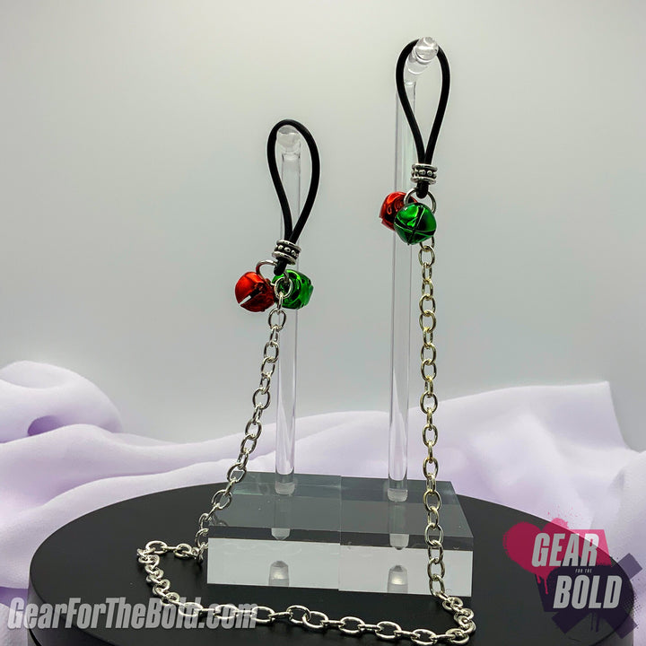 Chained Red + Green Christmas Bells Nipple Nooses - GearfortheBold - Holidays