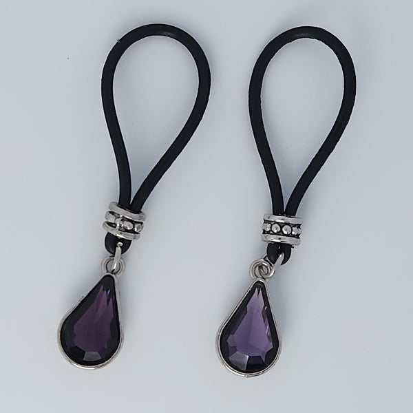 Amethyst Colored Tear Drop Nipple Nooses - GearfortheBold - Sparkling Stones