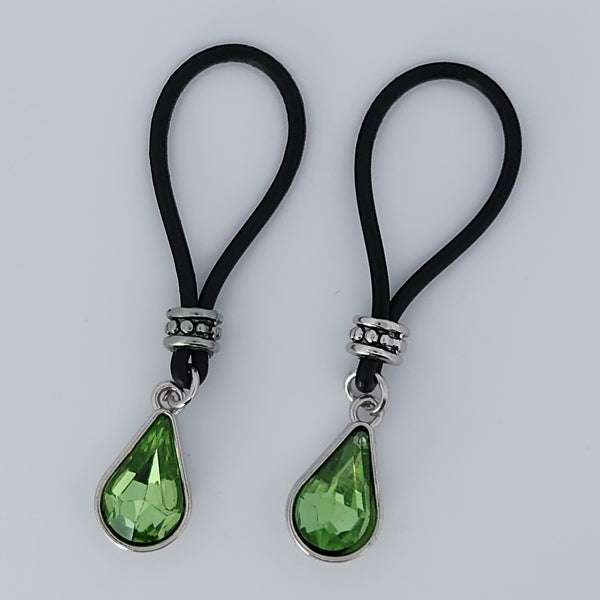 Bright Green Tear Drops Nipple Nooses - GearfortheBold - Sparkling Stones