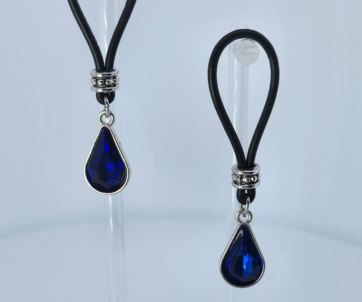 Royal Blue Tear Drop Nipple Nooses - Adjustable Loop / Non Piercing Nipple Ring Jewelry - GearfortheBold - Sparkling Stones