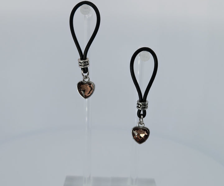 Almond Heart Nipple Nooses - Adjustable Loop / Non Piercing Nipple Ring Jewelry - GearfortheBold - Sparkling Stones