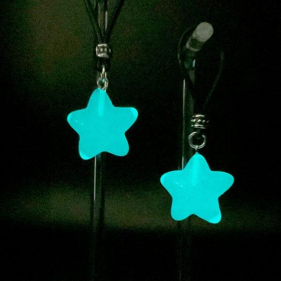 Glow-In-The-Dark Blue Stars Nipple Nooses - Adjustable Loop / Non Piercing Nipple Ring Jewelry - GearfortheBold - Moon & Stars