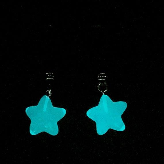 Glow-In-The-Dark Blue Stars Nipple Nooses - Adjustable Loop / Non Piercing Nipple Ring Jewelry - GearfortheBold - Moon & Stars