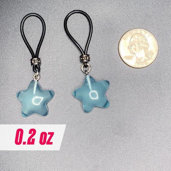 Glow-In-The-Dark Blue Stars Nipple Nooses - Adjustable Loop / Non Piercing Nipple Ring Jewelry - GearfortheBold - Moon & Stars