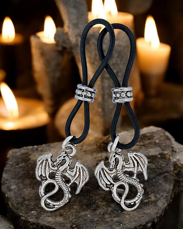 Dragon Silver Charm Fantasy Nipple Nooses | Gear For The Bold