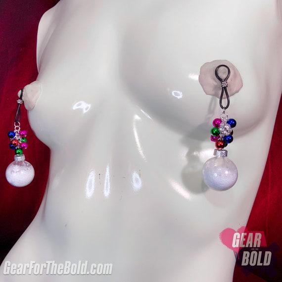 Jingle Blizzard Baubles Nipple Nooses - Adjustable Loop / Non Piercing Nipple Ring Jewelry - Gear For The Bold