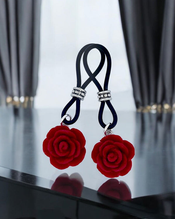 Large Velvet Red Rose Nipple Nooses | Gear For The Bold