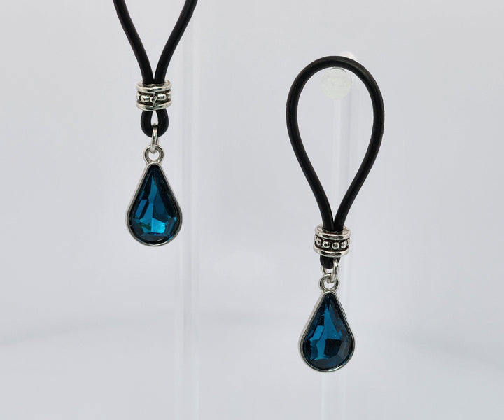 London Blue Teardrop Nipple Nooses - Adjustable Loop / Non Piercing Nipple Ring Jewelry - Gear For The Bold