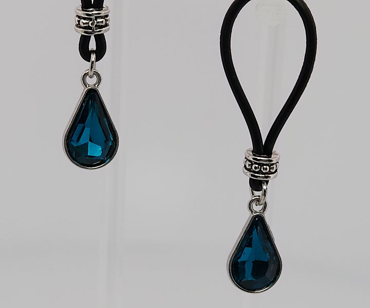 London Blue Teardrop Nipple Nooses - Adjustable Loop / Non Piercing Nipple Ring Jewelry - Gear For The Bold