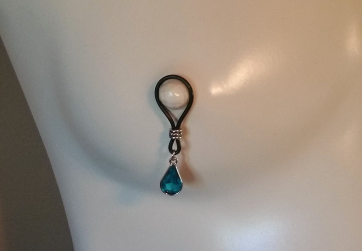 London Blue Teardrop Nipple Nooses - Adjustable Loop / Non Piercing Nipple Ring Jewelry - Gear For The Bold