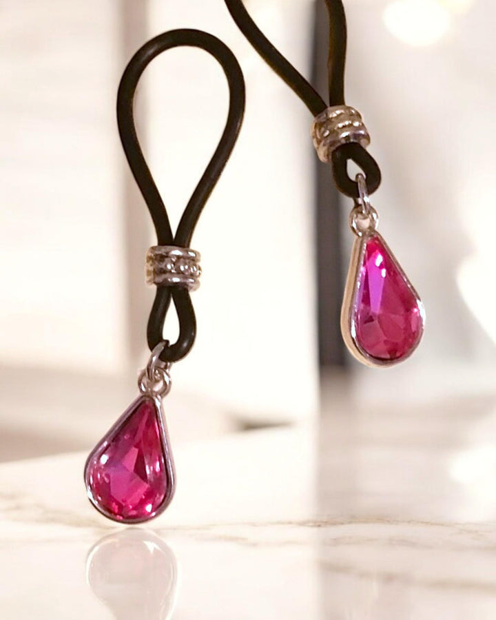 Pink Tear Drop Nipple Nooses - Adjustable Loop / Non Piercing Nipple Ring Jewelry - Gear For The Bold