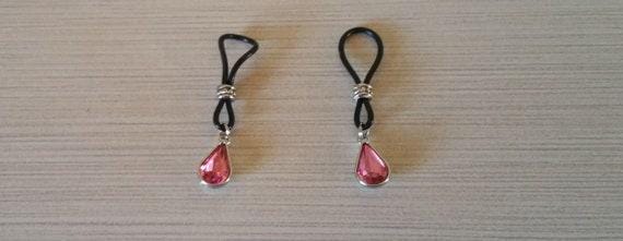 Pink Tear Drop Nipple Nooses - Adjustable Loop / Non Piercing Nipple Ring Jewelry - Gear For The Bold