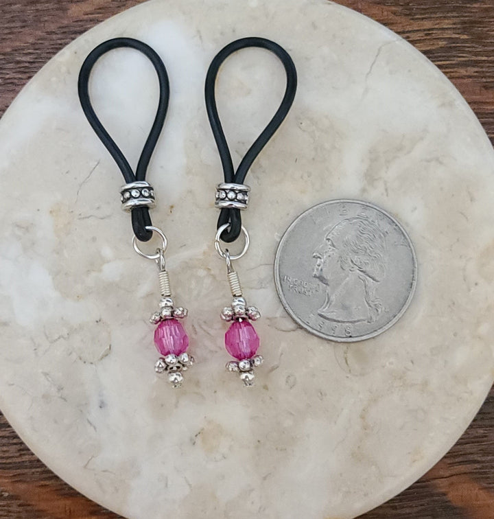 Pretty Petite Pink Nipple Nooses - Adjustable Loop / Non Piercing Nipple Ring Jewelry - Gear For The Bold