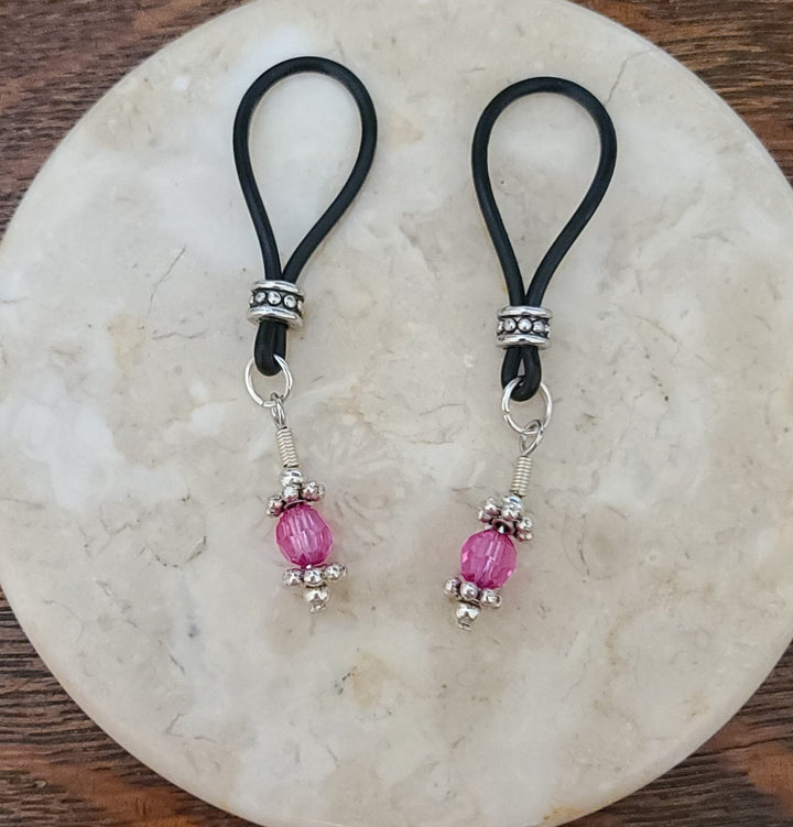 Pretty Petite Pink Nipple Nooses - Adjustable Loop / Non Piercing Nipple Ring Jewelry - Gear For The Bold