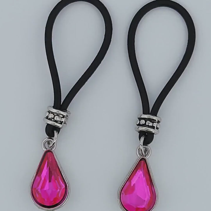 Hot Pink Magic Nipple Nooses - Adjustable Loop / Non Piercing Nipple Ring Jewelry