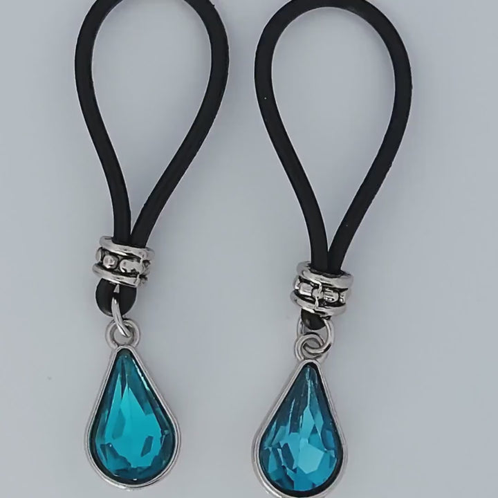 Aqua Tear Drop Nipple Nooses -  Gear For The Bold.