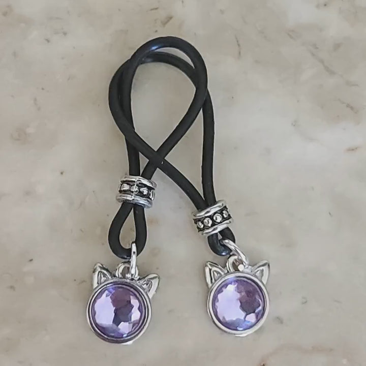 Hey Kitty Violet Nipple Nooses - Adjustable Loop / Non Piercing Nipple Ring Jewelry