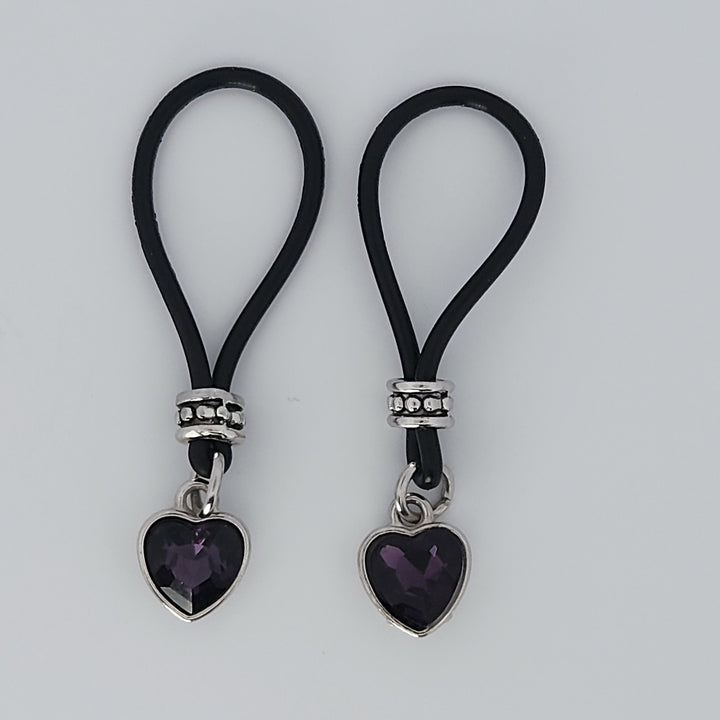 Purple Rain Heart Nipple Nooses - Valentines Day Lover Perfect Gift - Adjustable Loop / Non Piercing Nipple Ring Jewelry - Gear For The Bold