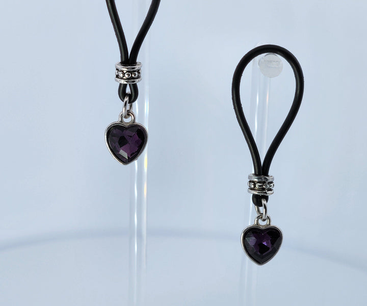 Purple Rain Heart Nipple Nooses - Valentines Day Lover Perfect Gift - Adjustable Loop / Non Piercing Nipple Ring Jewelry - Gear For The Bold