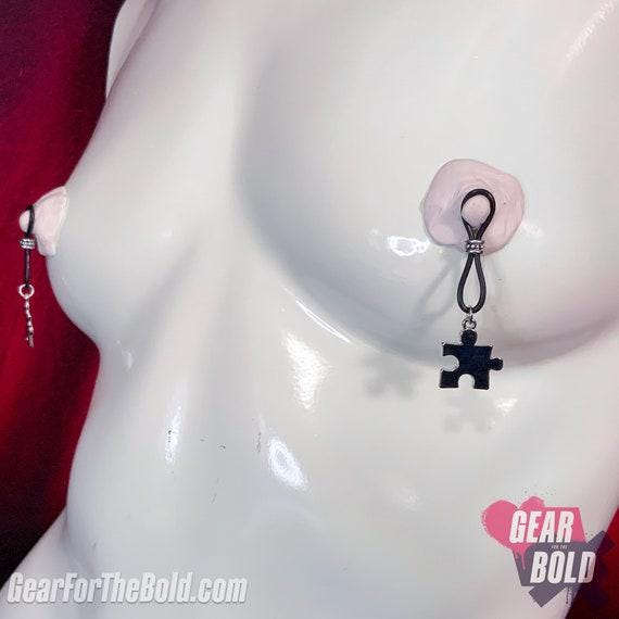 Puzzling Romance Nipple Nooses - Adjustable Loop / Non Piercing Nipple Ring Jewelry - Gear For The Bold