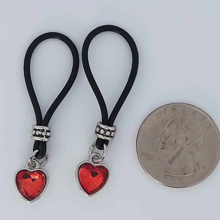 Red Hot Heart Nipple Nooses - Valentines Day Lover Perfect Gift - Adjustable Loop / Non Piercing Nipple Ring Jewelry - Gear For The Bold