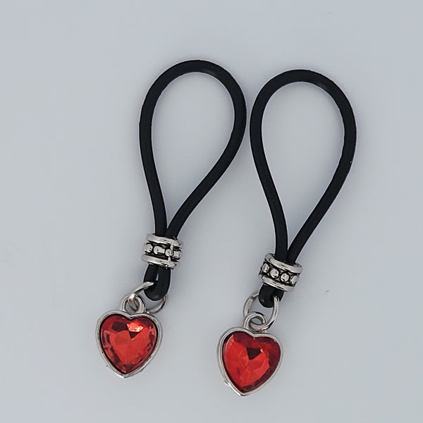 Red Hot Heart Nipple Nooses - Valentines Day Lover Perfect Gift - Adjustable Loop / Non Piercing Nipple Ring Jewelry - Gear For The Bold