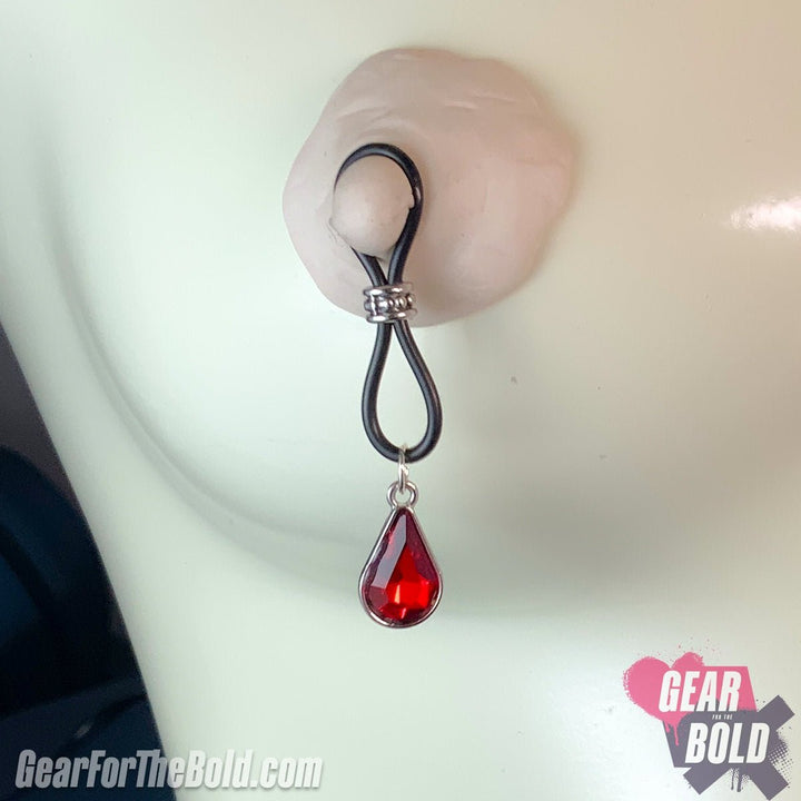 Royal Ruby Tear Drop Nipple Nooses - Adjustable Loop / Non Piercing Nipple Ring Jewelry - Gear For The Bold