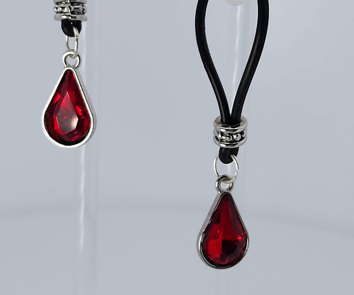 Royal Ruby Tear Drop Nipple Nooses - Adjustable Loop / Non Piercing Nipple Ring Jewelry - Gear For The Bold