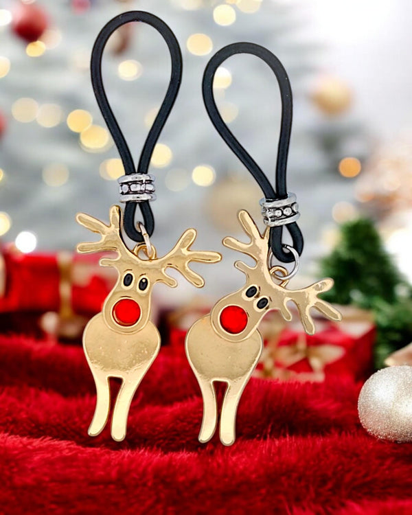 Rudolph Red Nose Reindeer Golden Nipple Nooses | Gear For The Bold