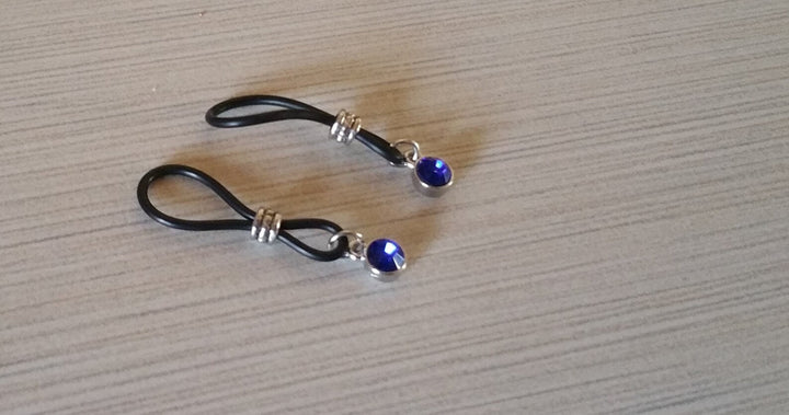 Sparkling Blue Nipple Nooses - Adjustable Loop / Non Piercing Nipple Ring Jewelry - Gear For The Bold