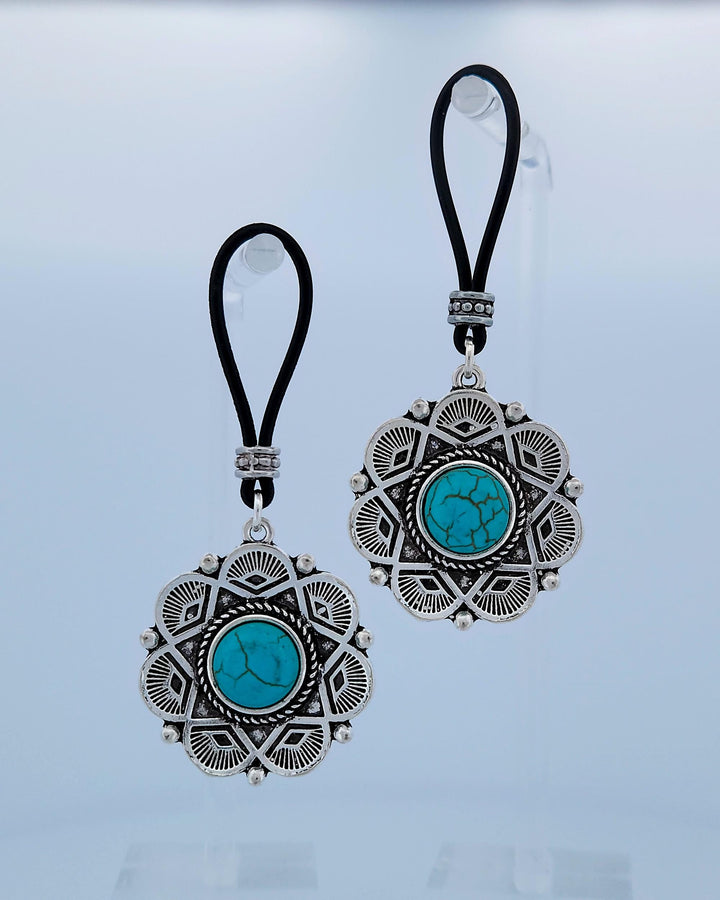 Turquoise Western Cowgirl Silver Flower | Gear For The Bold